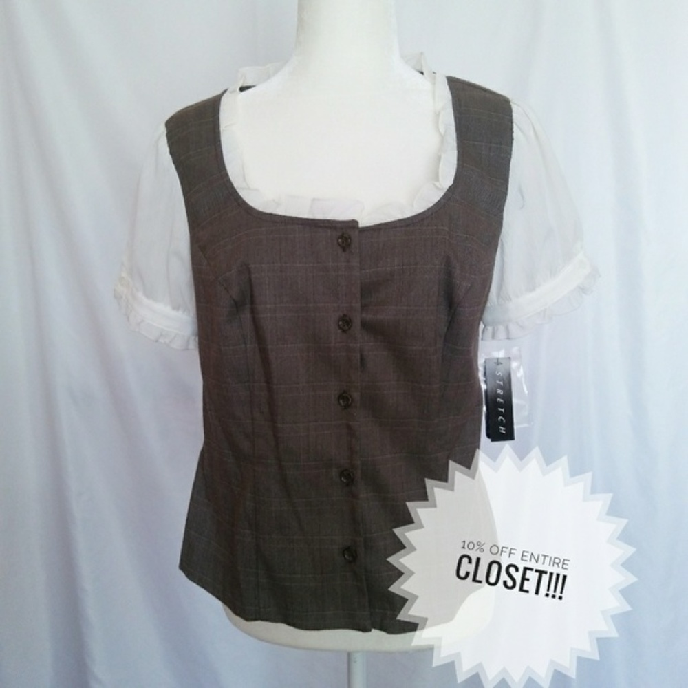 NWT I.N. Studio ruffle professional blouse sz 10